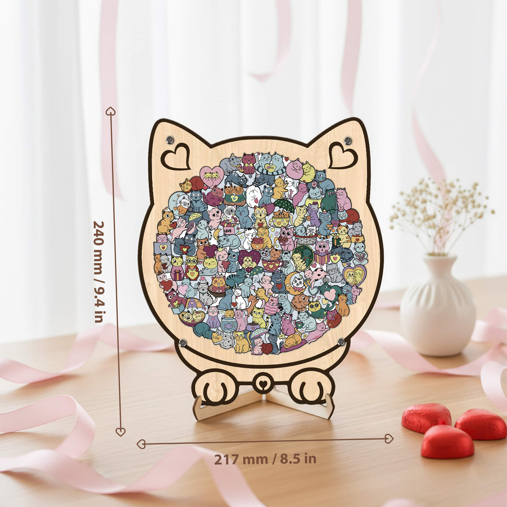 Puzzle en bois en forme de chaton mignon