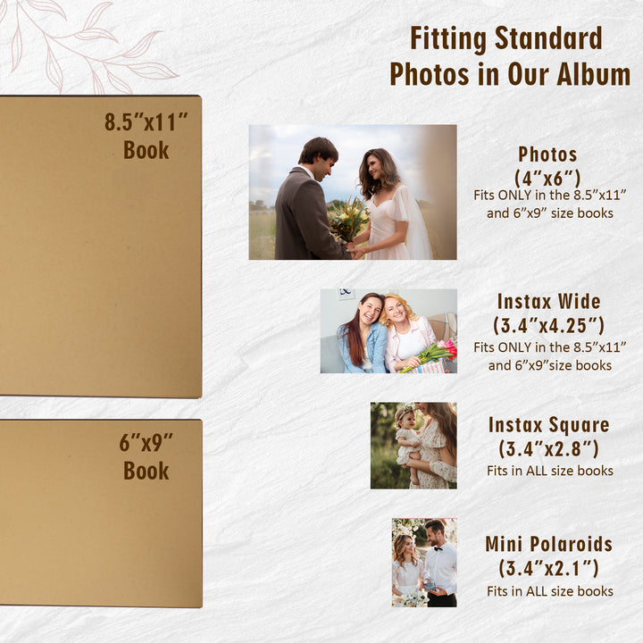 Wooden Photo Album with Carved Flowers and Engraved Names