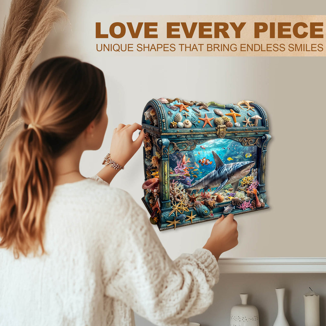 3D Treasure Chest Ocean-1 Wooden Jigsaw Puzzle