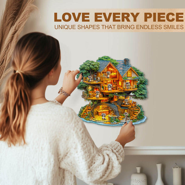 Raccoon House Wooden Jigsaw Puzzle