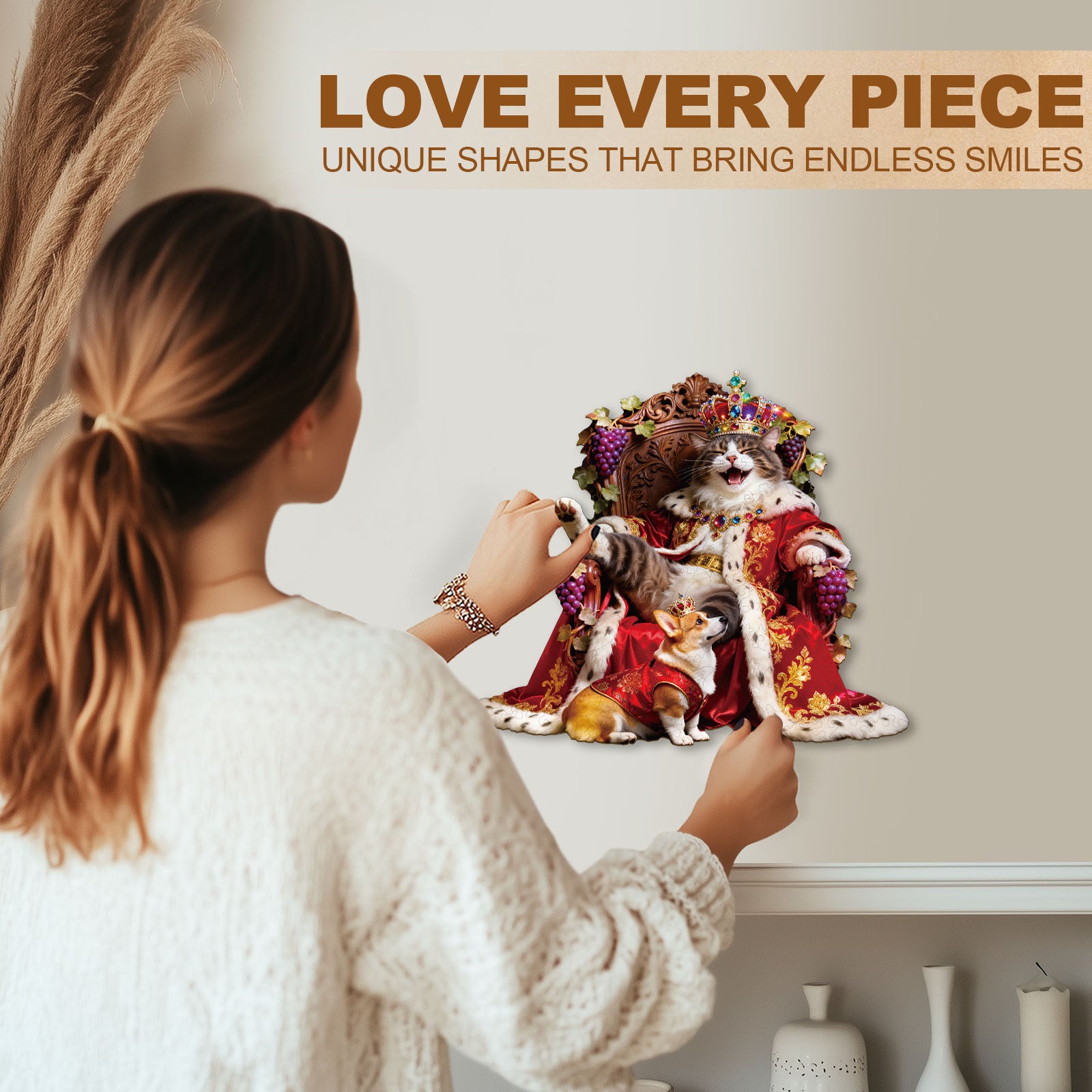 Crowned Feline Wooden Jigsaw Puzzle