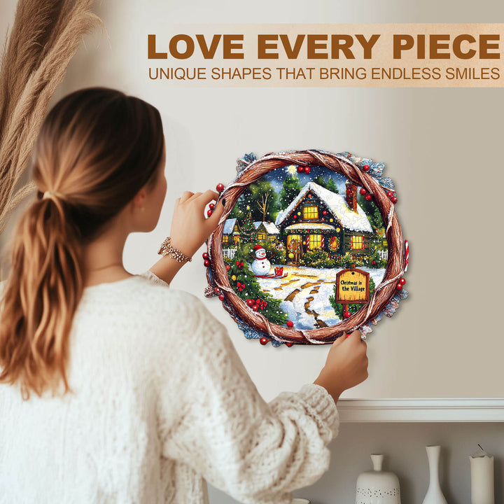 Christmas in the Village Wooden Jigsaw Puzzle