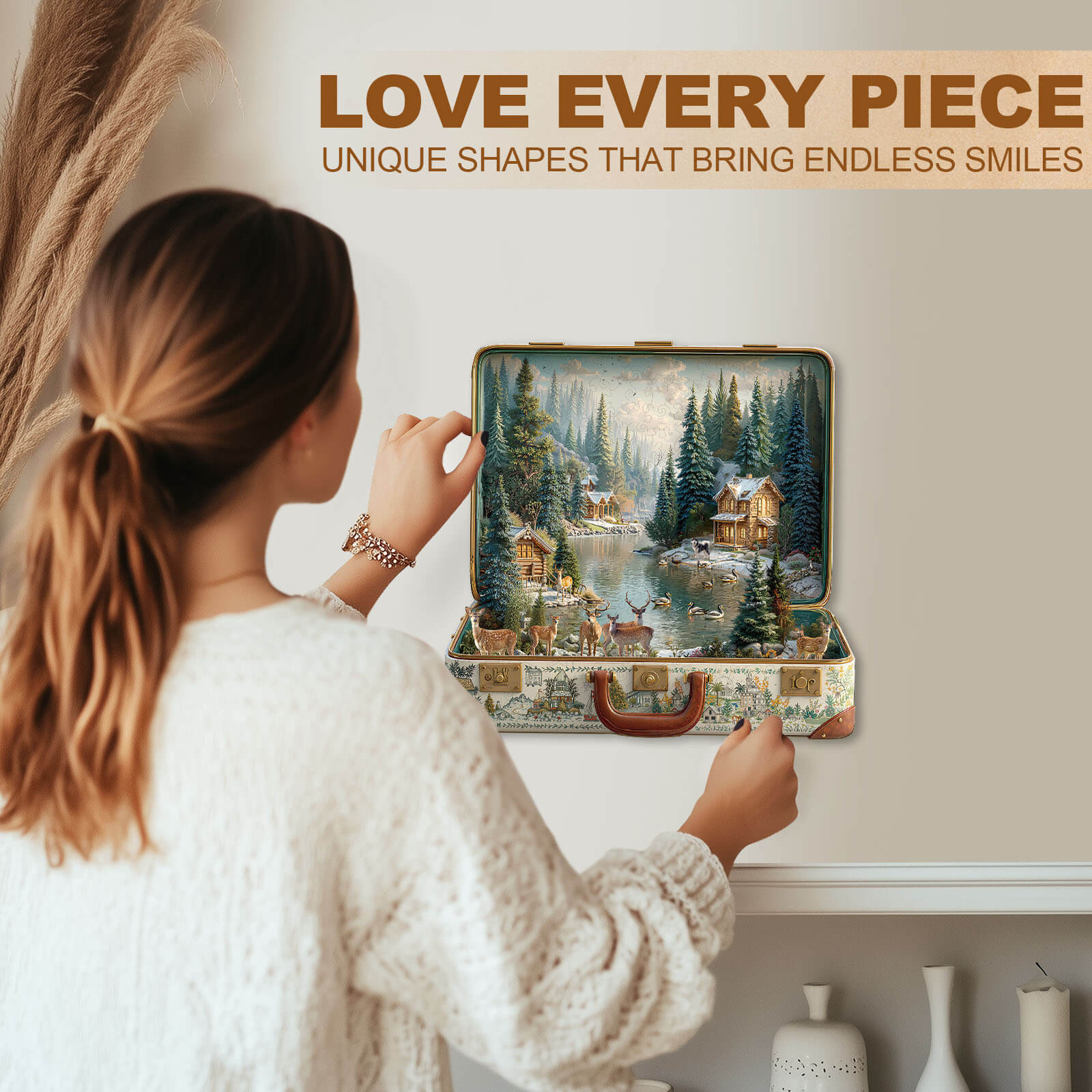Suitcase scenery-Nordic forest Wooden Jigsaw Puzzle