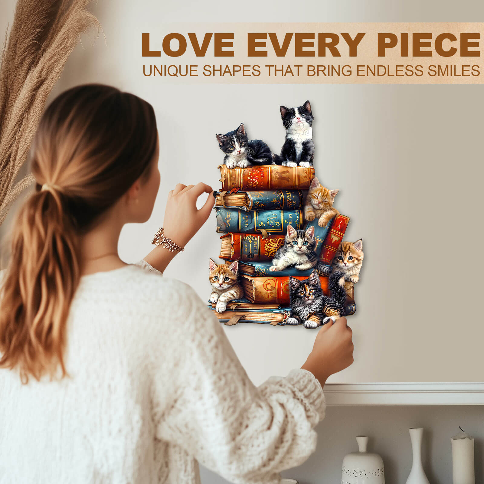 The Bookish Cats Wooden Jigsaw Puzzle