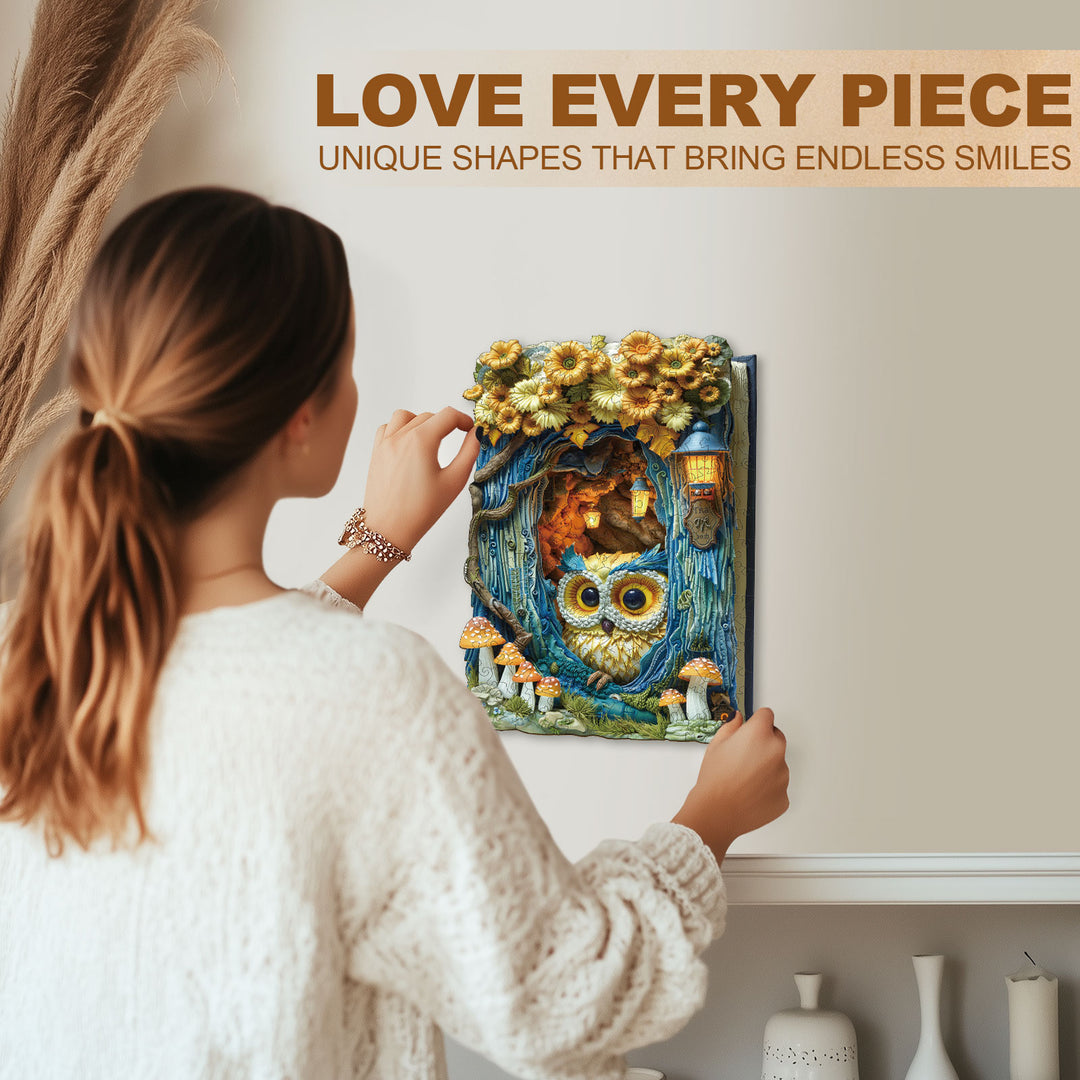 Owl Beneath The Light Wooden Jigsaw Puzzle