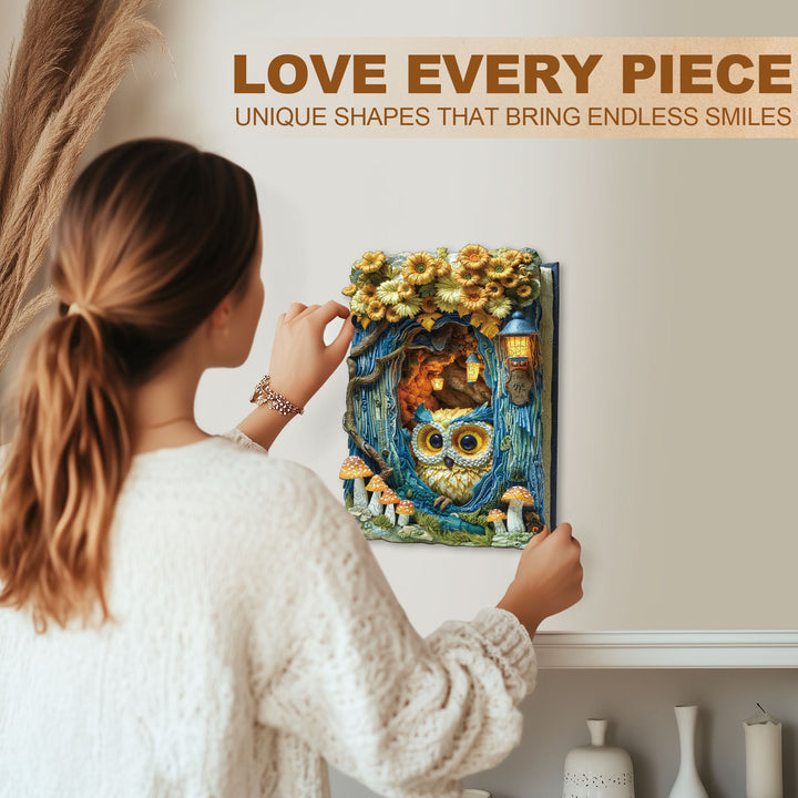 Owl Beneath The Light Wooden Jigsaw Puzzle