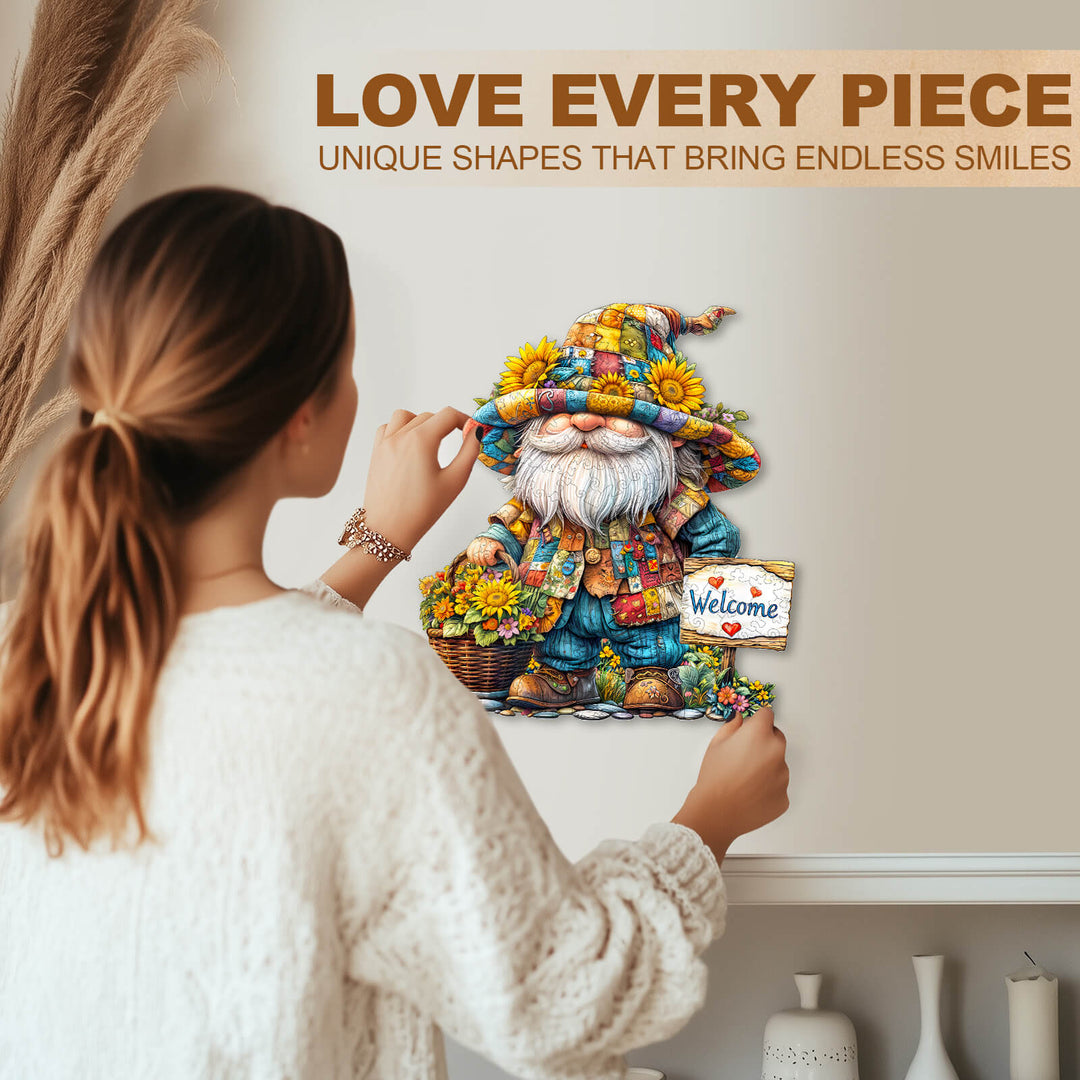 Sunflower gnome Wooden Jigsaw Puzzle