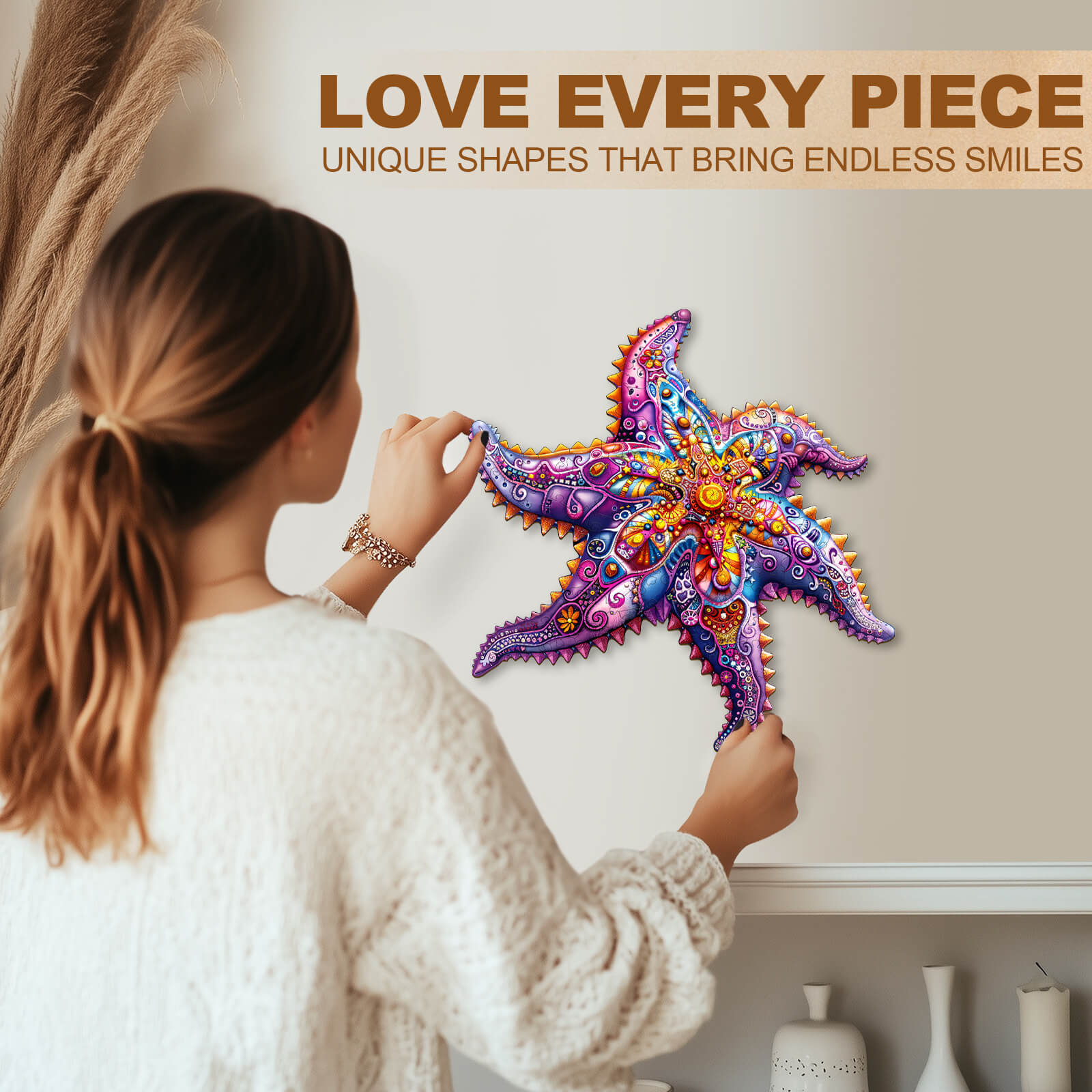 Mandala Starfish Wooden Jigsaw Puzzle