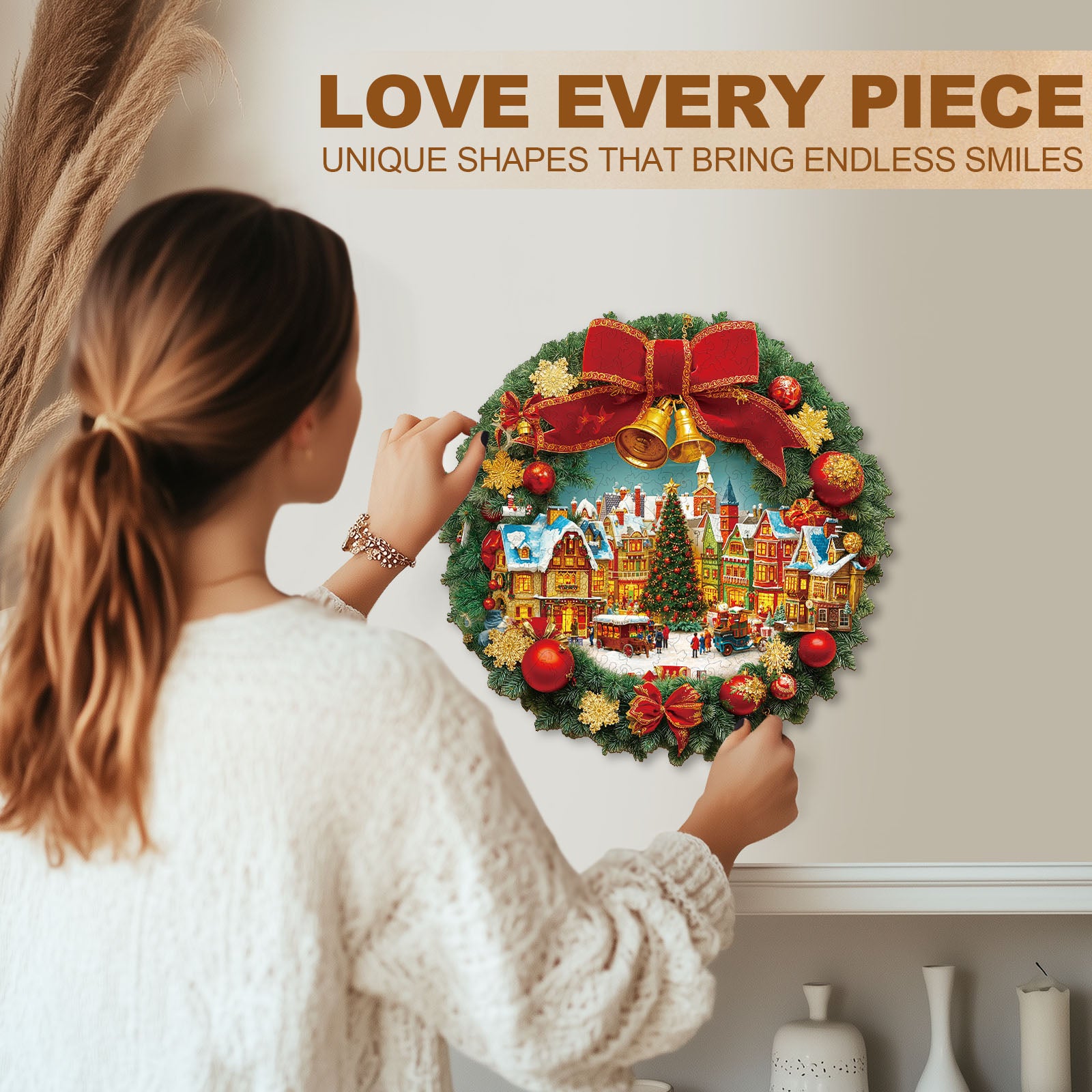 Christmas Wreath Wooden Jigsaw Puzzle