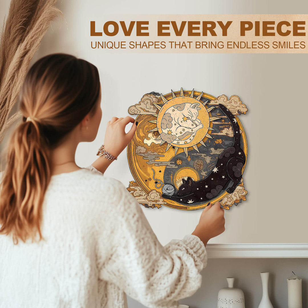 Yin Yang Cat Wooden Jigsaw Puzzle