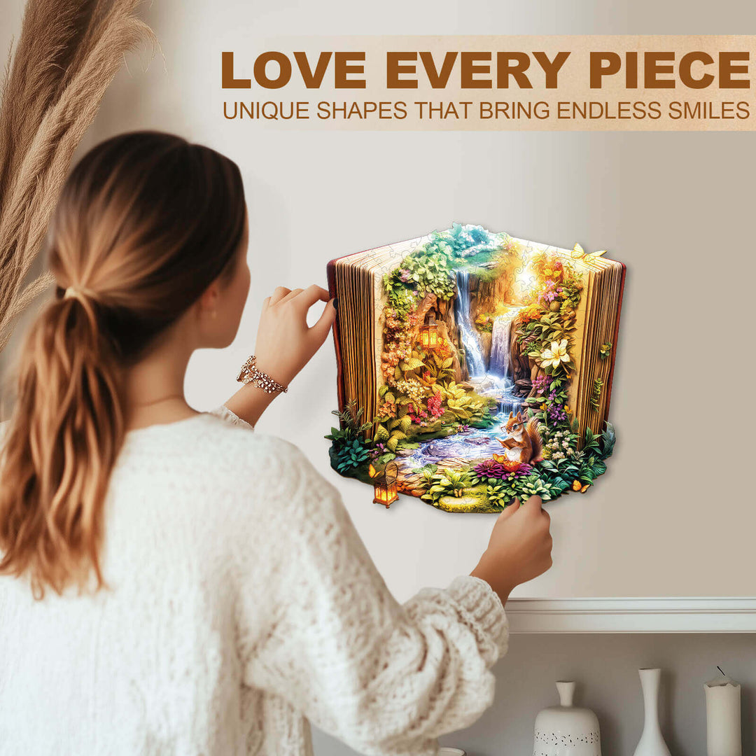 Paysage dans le livre Puzzle en bois