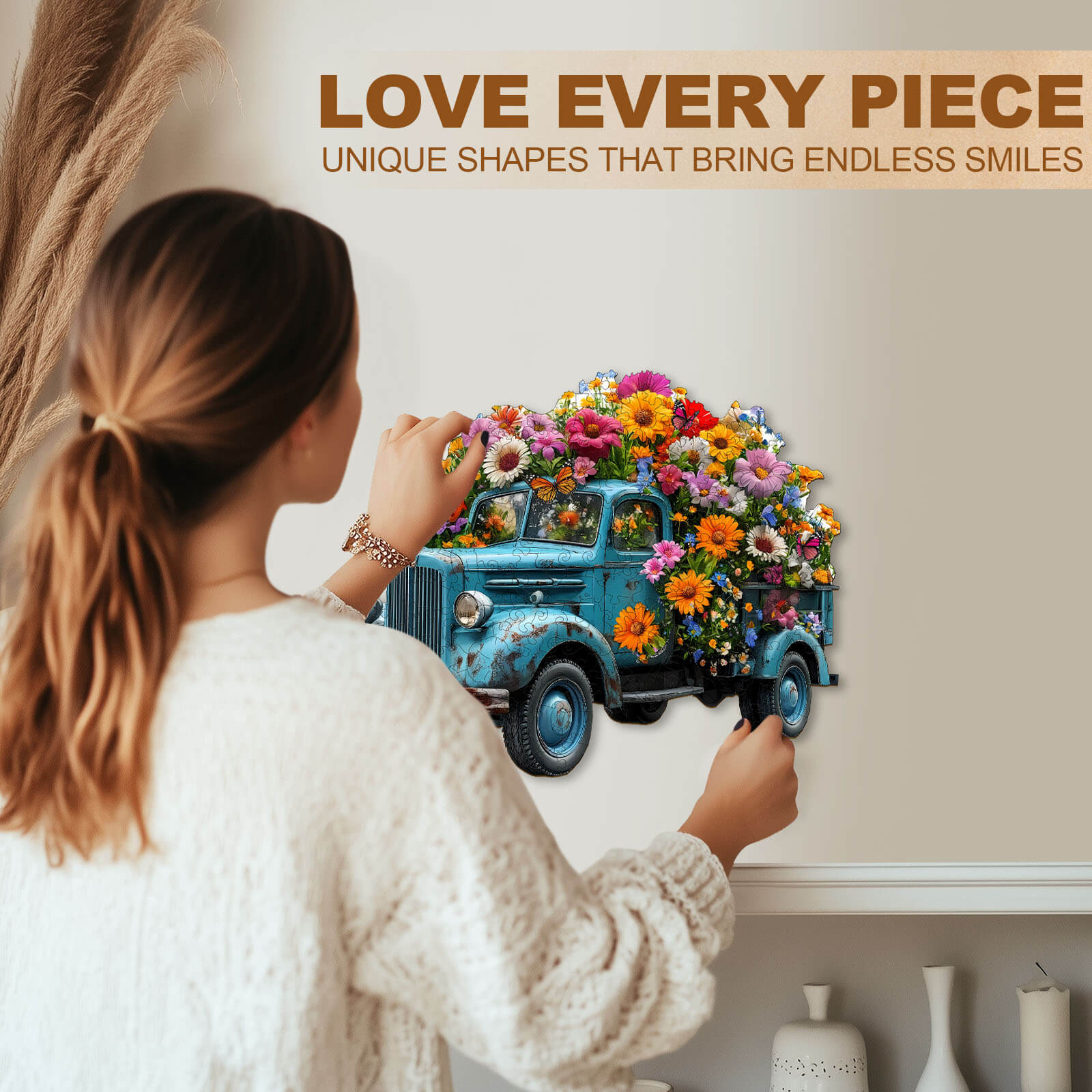 Puzzle en bois Camion de Fleurs