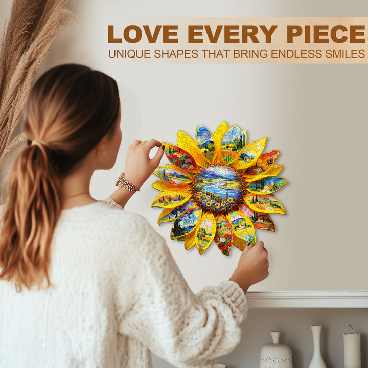 Oil on Sunflower Wooden Jigsaw Puzzle