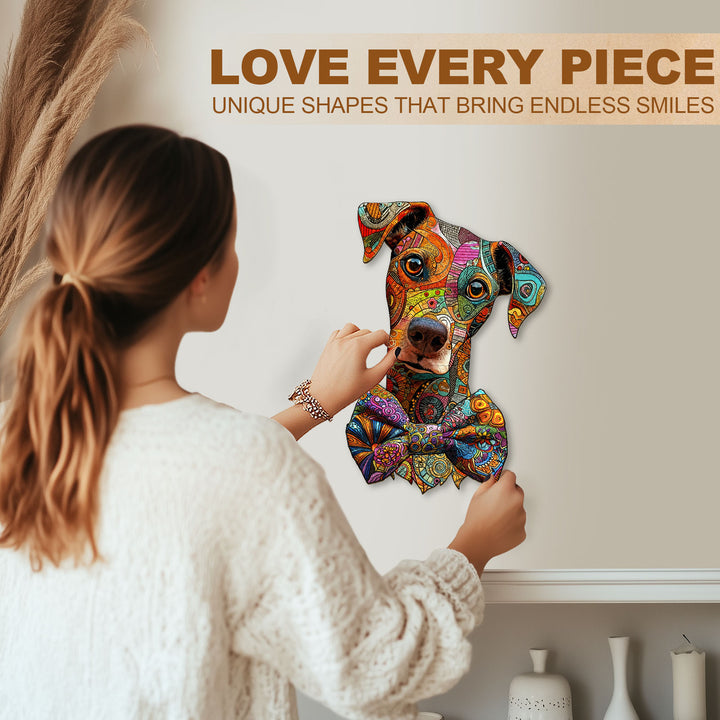 Line Art Dog Wooden Jigsaw Puzzle