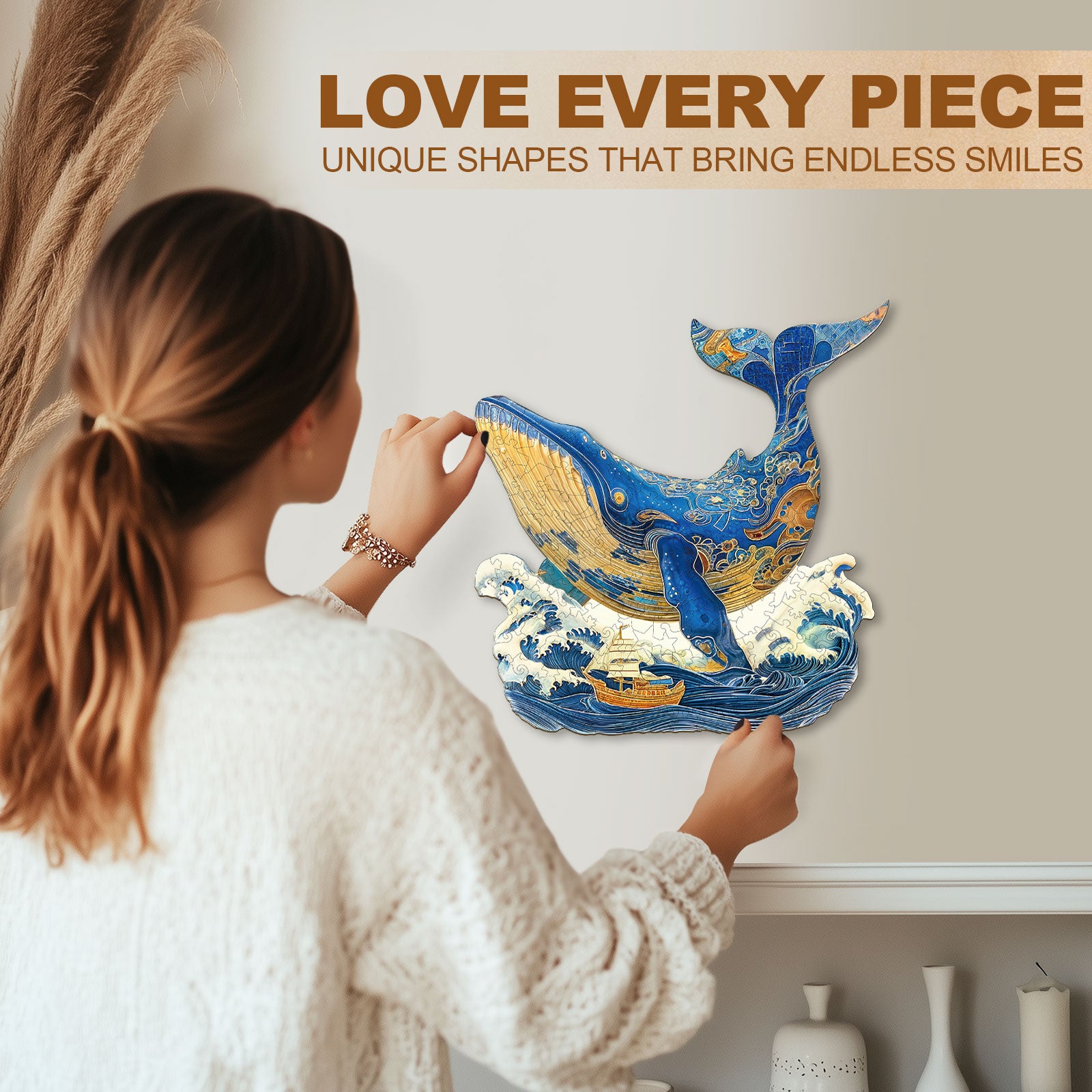 Golden Whale Wooden Jigsaw Puzzle