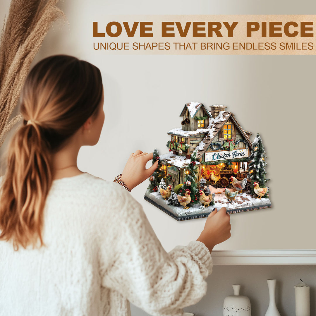 chicken farm Wooden Jigsaw Puzzle