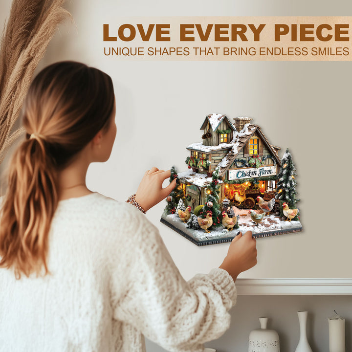 chicken farm Wooden Jigsaw Puzzle