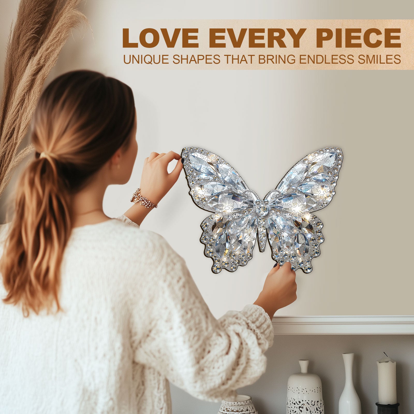 Diamond Butterfly Wooden Jigsaw Puzzle