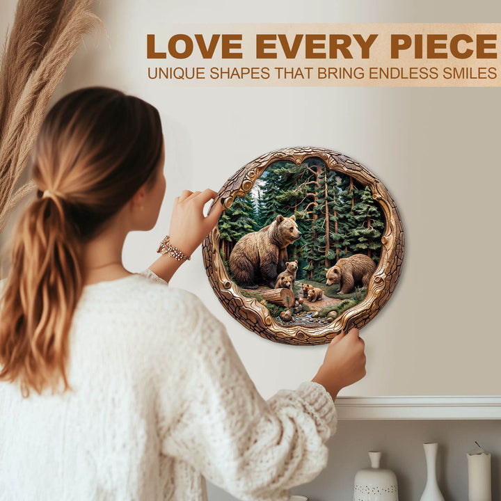 Wald Bären Familie Holzpuzzle