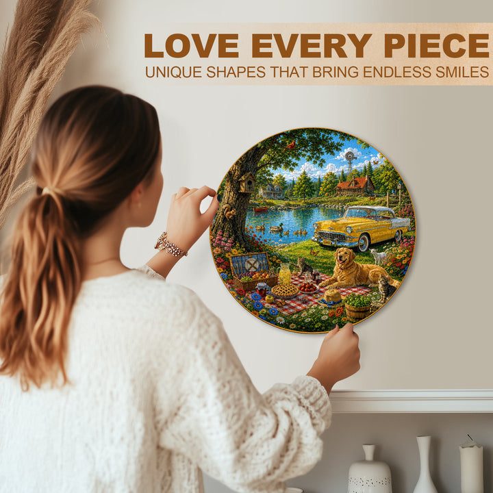 Picnic by the Lake Wooden Jigsaw Puzzle