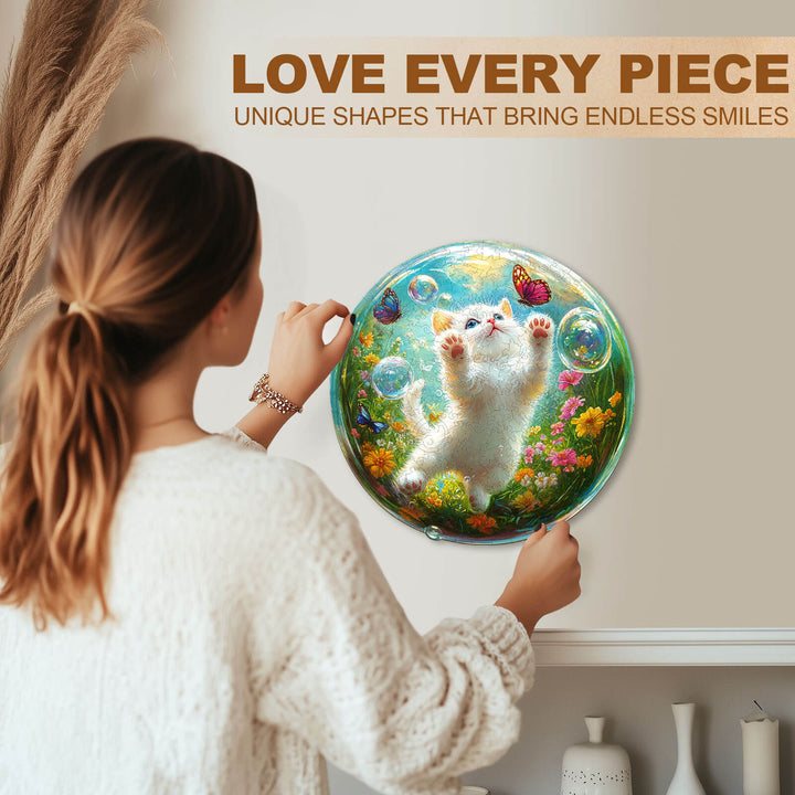Bubble Cat-2 Wooden Jigsaw Puzzle