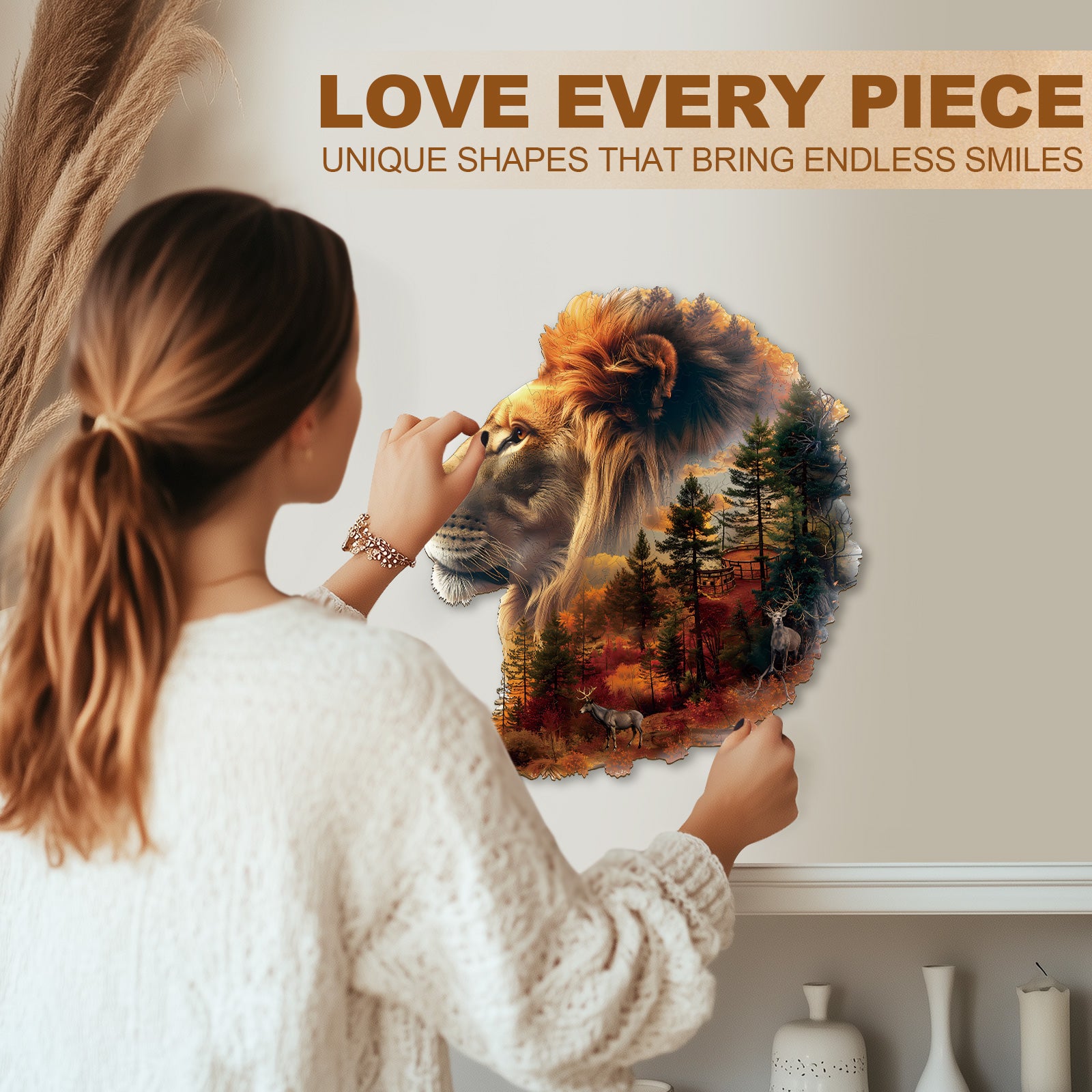 Sunset Lion Wooden Jigsaw Puzzle