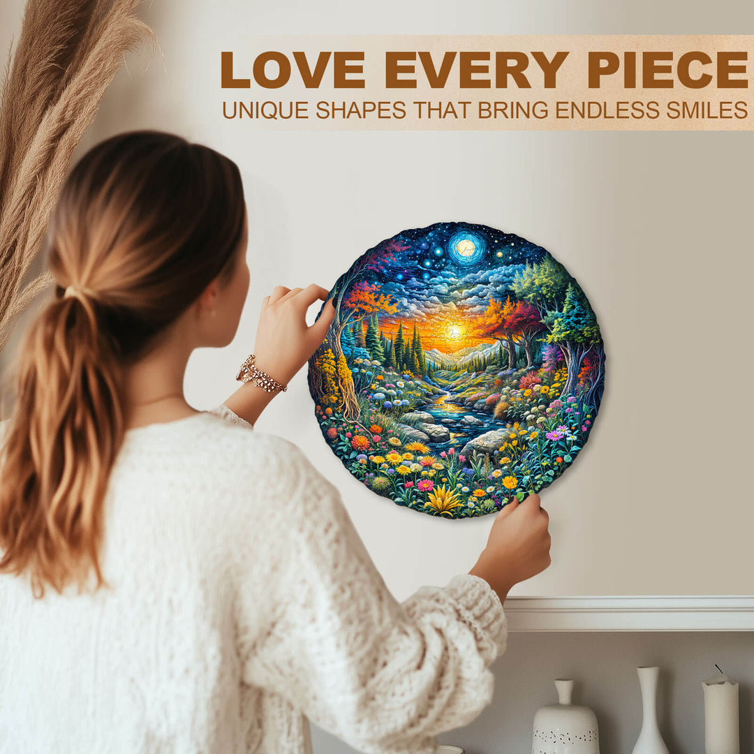 Sun and Moon Forest Wooden Jigsaw Puzzle