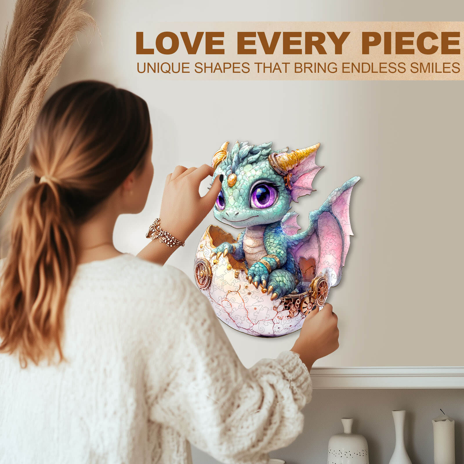 Niedliches Baby-Drachen-Holzpuzzle