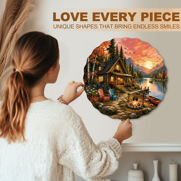 Autumn Cabin  Wooden Jigsaw Puzzle
