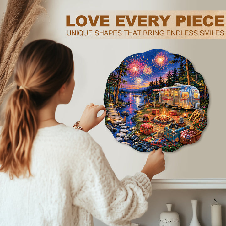 Lakeside Fireworks  Wooden Jigsaw Puzzle