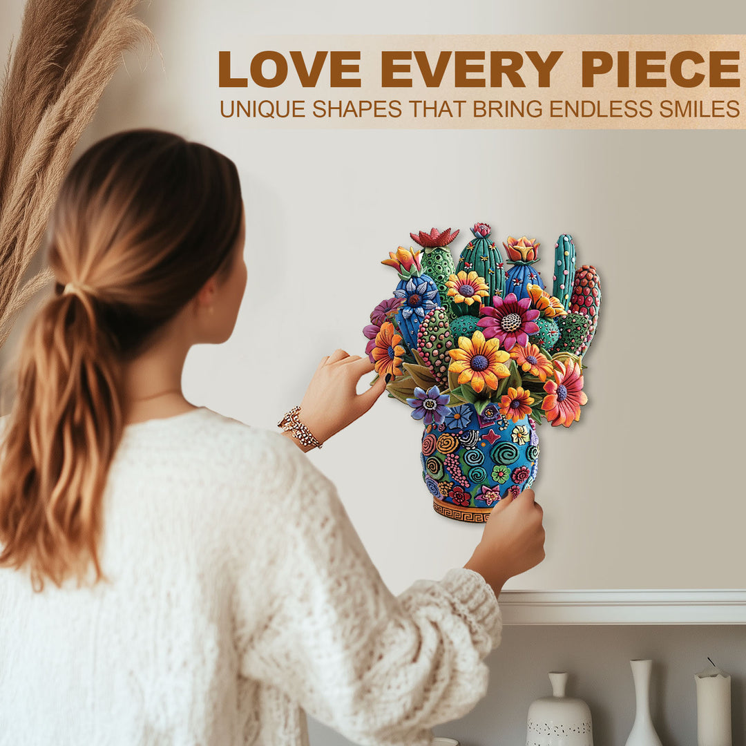 Blooming cactus Wooden Jigsaw Puzzle