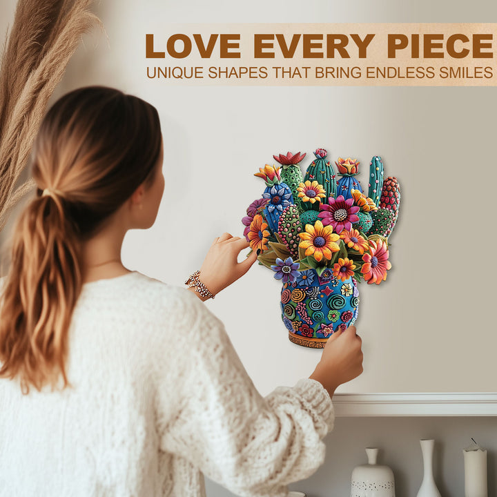 Blooming cactus Wooden Jigsaw Puzzle