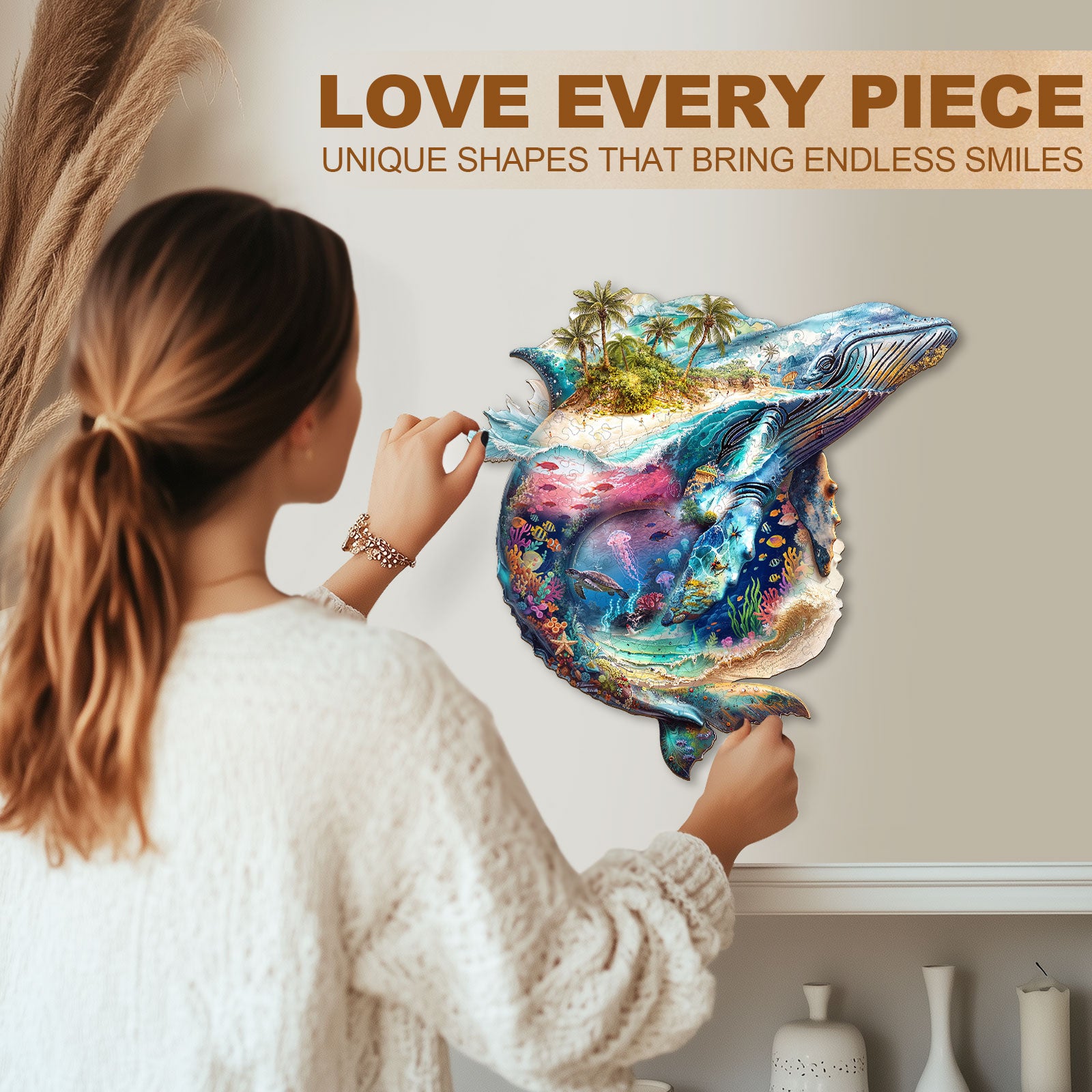 Puzzle en bois Mer de baleines