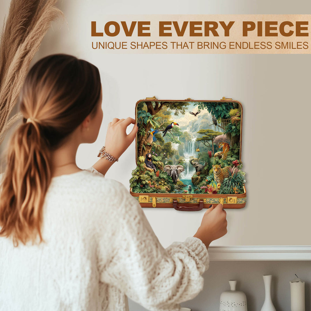 Suitcase scenery-jungle animals Wooden Jigsaw Puzzle