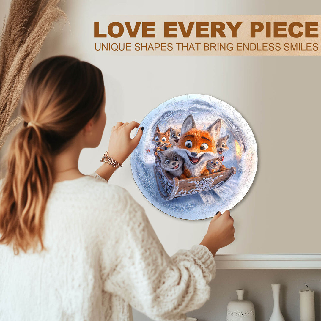 3D Sleigh Fox Wooden Jigsaw Puzzle