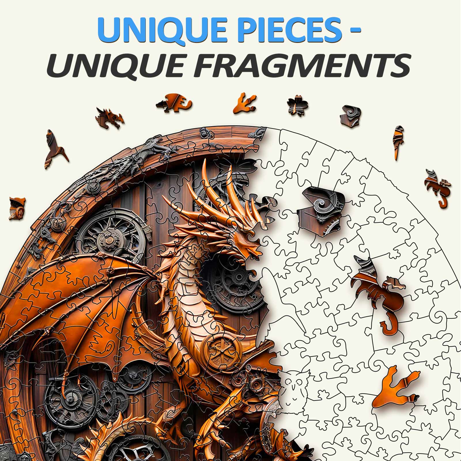 Puzzle en bois 3D Dragon Mécanique-1
