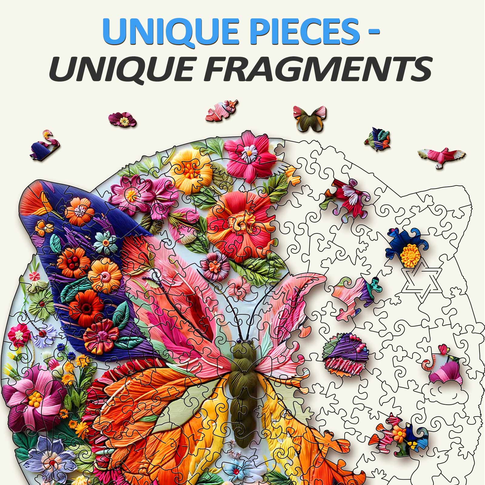 Woven Butterfly Wooden Jigsaw Puzzle