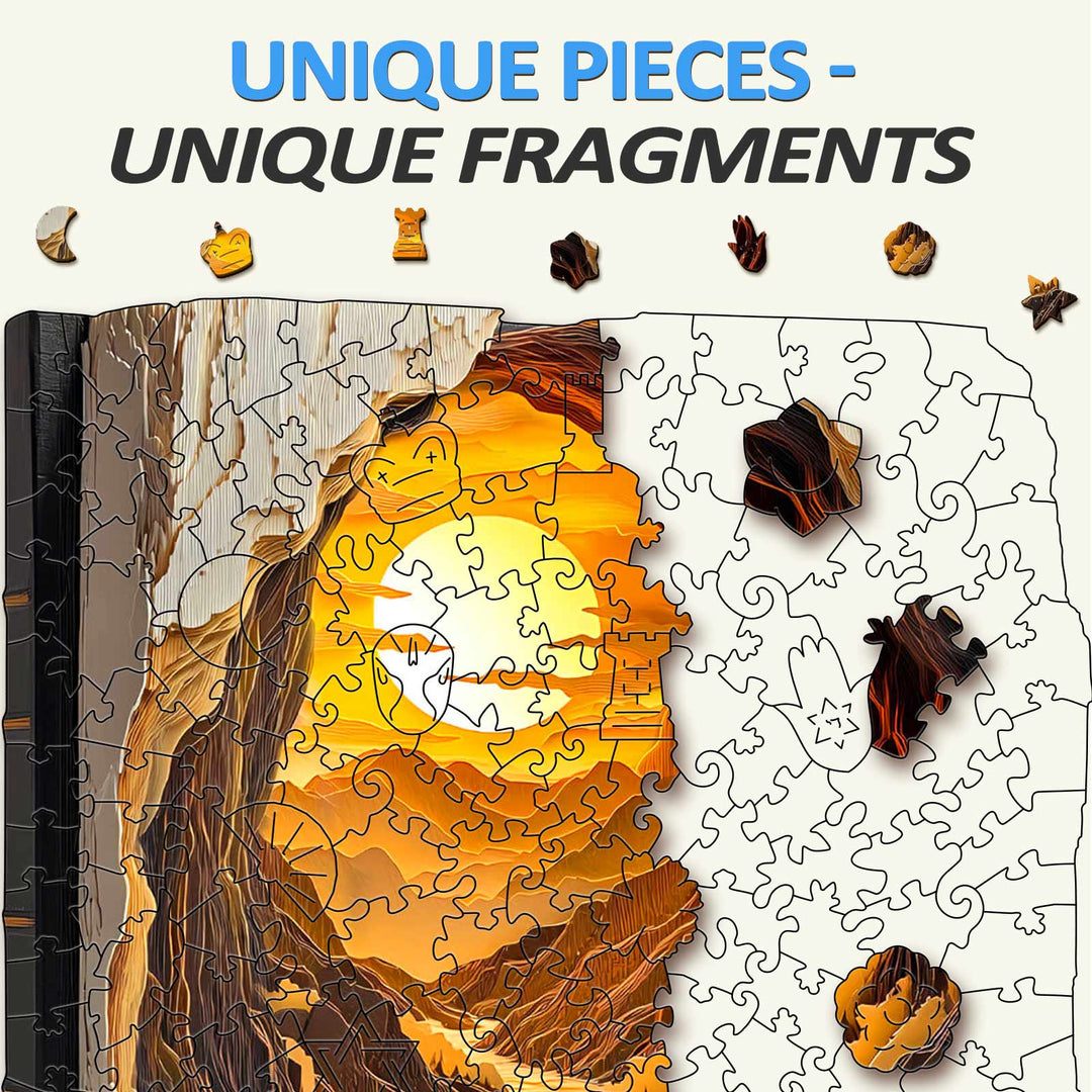 3D Sonnenuntergang in einem Buch Holzpuzzle
