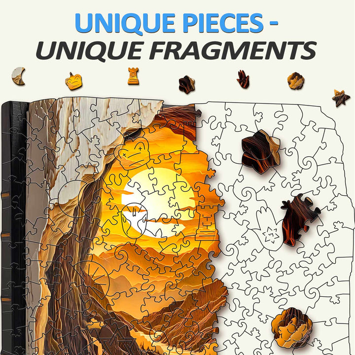 3D Sonnenuntergang in einem Buch Holzpuzzle