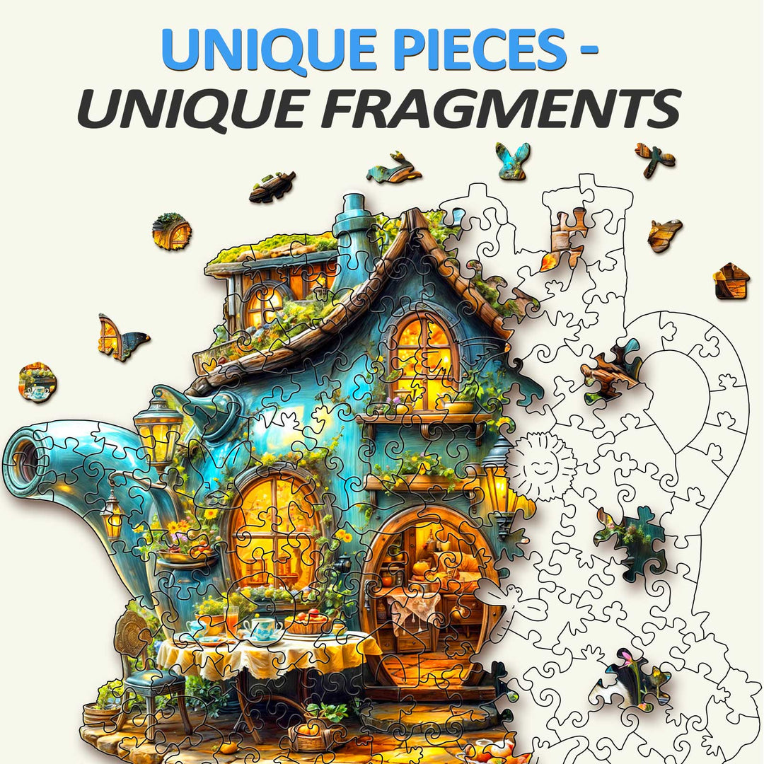 Rabbit's teapot Wooden Jigsaw Puzzle