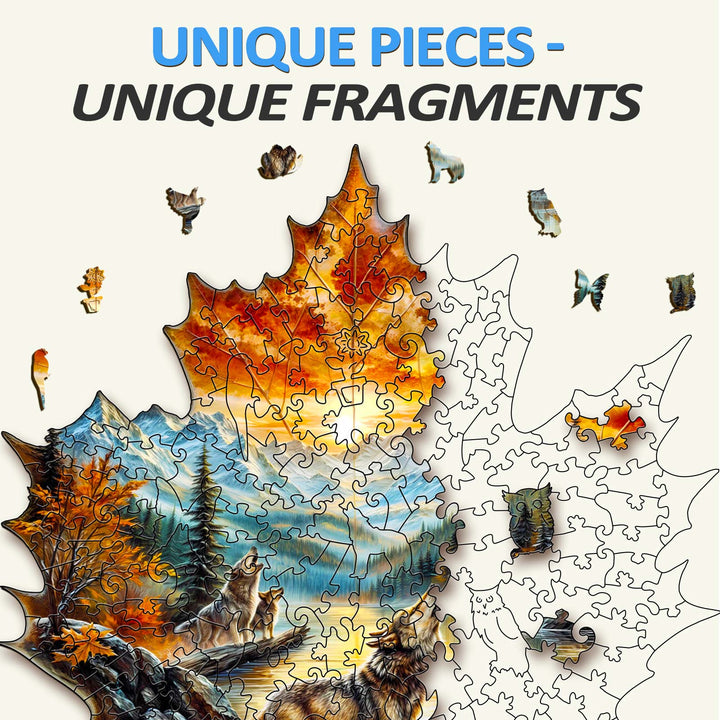 Puzzle en bois automnal Wolf King