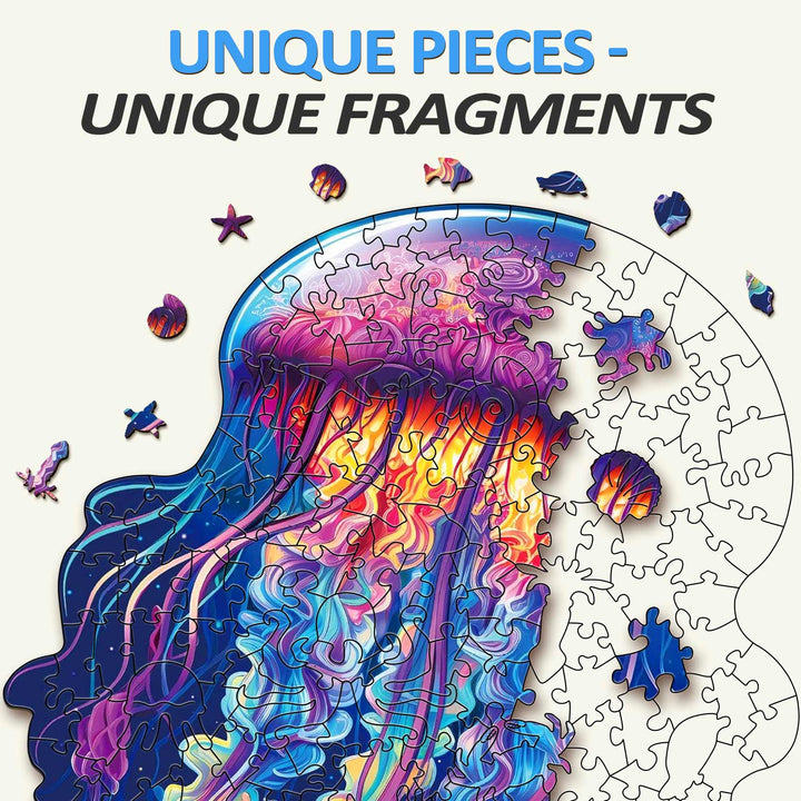 Puzzle en bois de méduse aquarelle