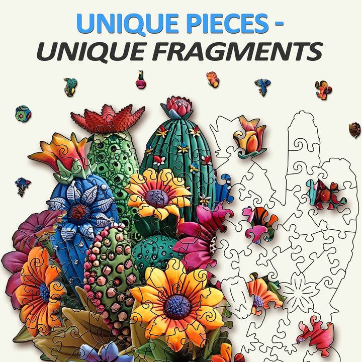 Blooming cactus Wooden Jigsaw Puzzle
