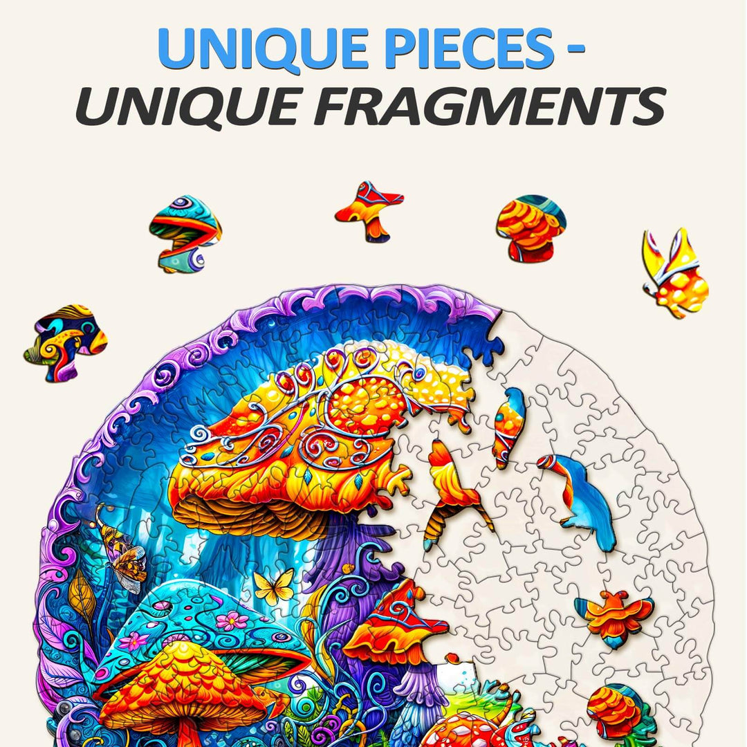 Magical mushrooms Wooden Jigsaw Puzzle - By Woodbests