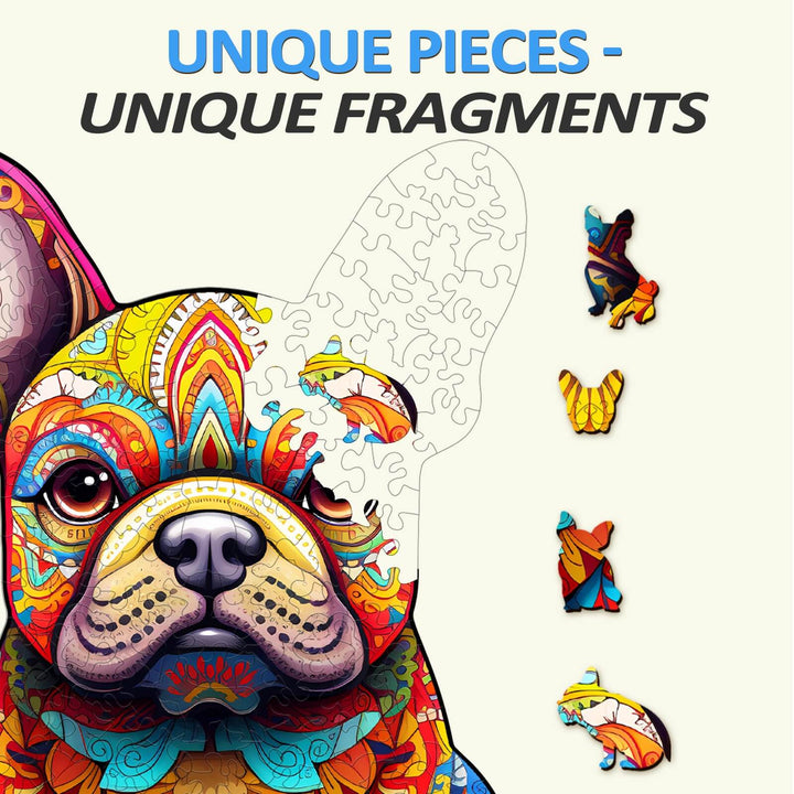 Puzzle en bois mignon chien français