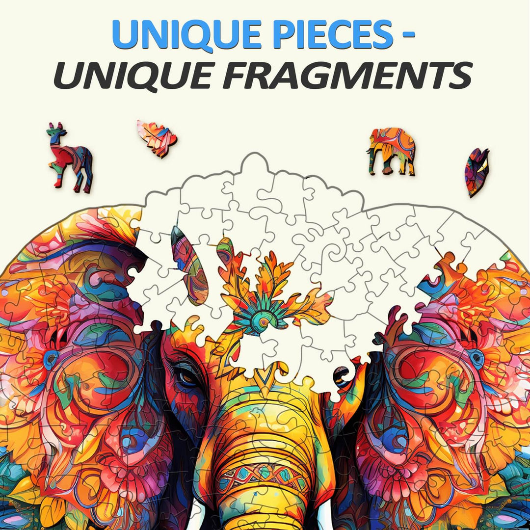 Puzzle en bois éléphant parent-enfant mandala