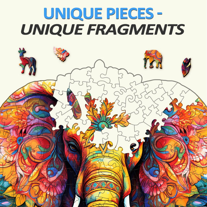 Puzzle en bois éléphant parent-enfant mandala