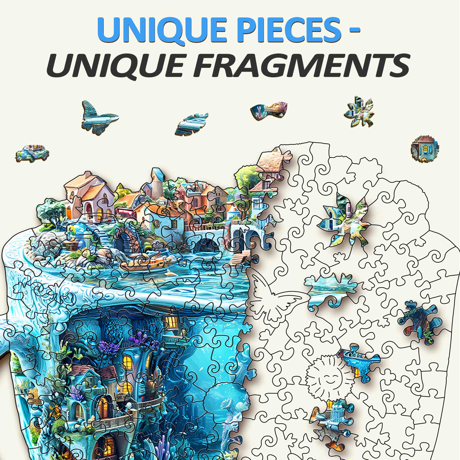 Puzzle en bois 3D Océan en forme de tasse