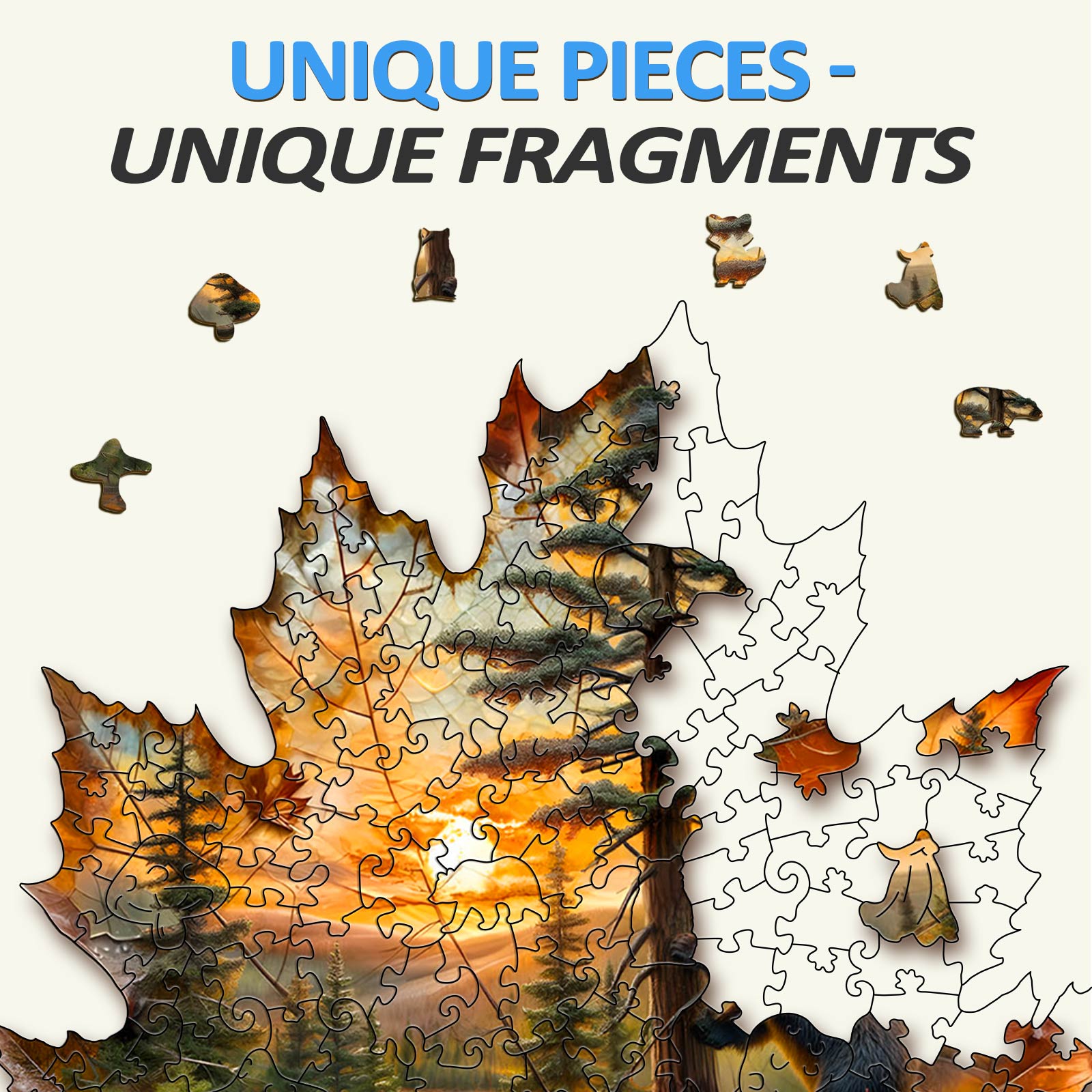 Puzzle en bois d'automne de l'ours brun