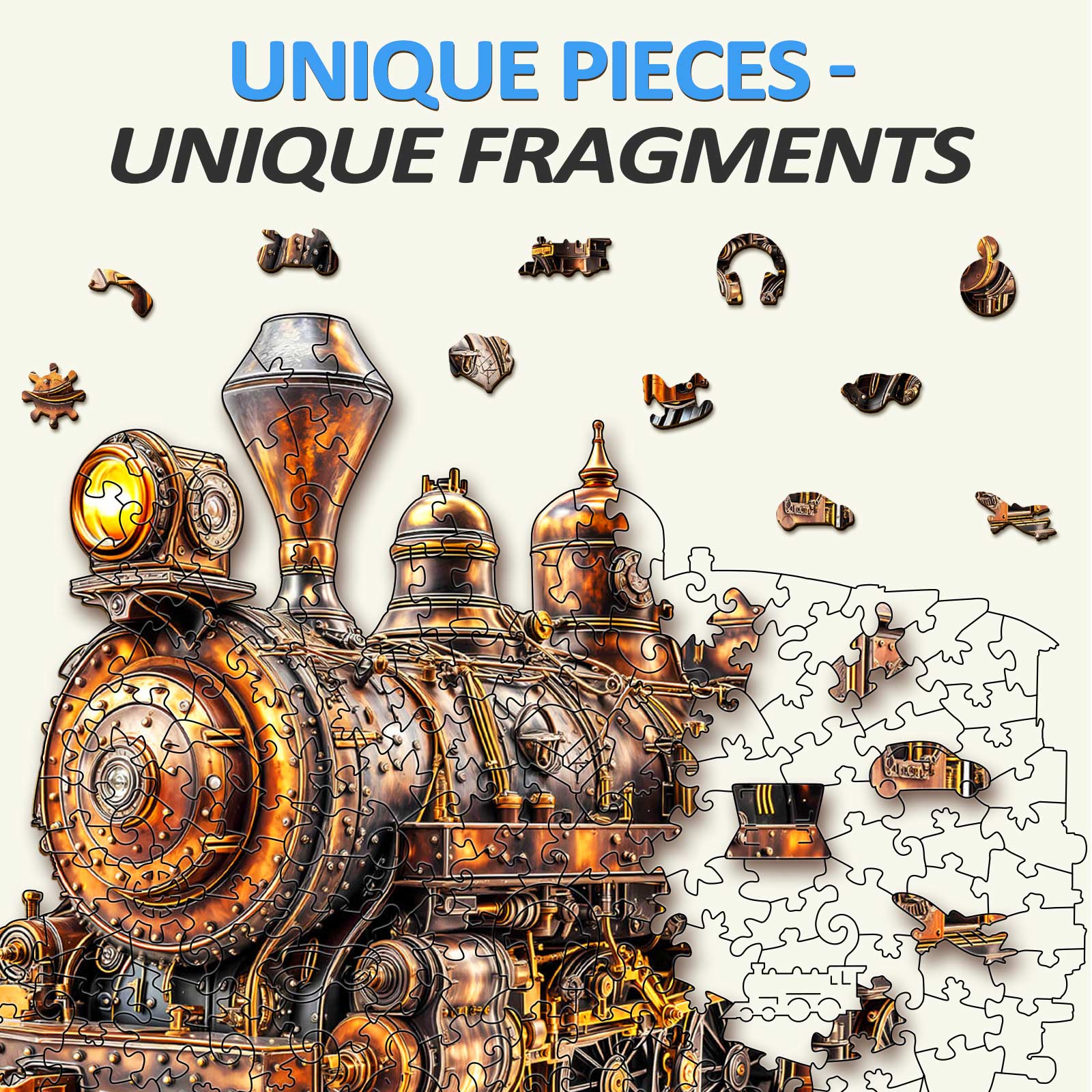 3D Mechanical Steam Train Wooden Jigsaw Puzzle